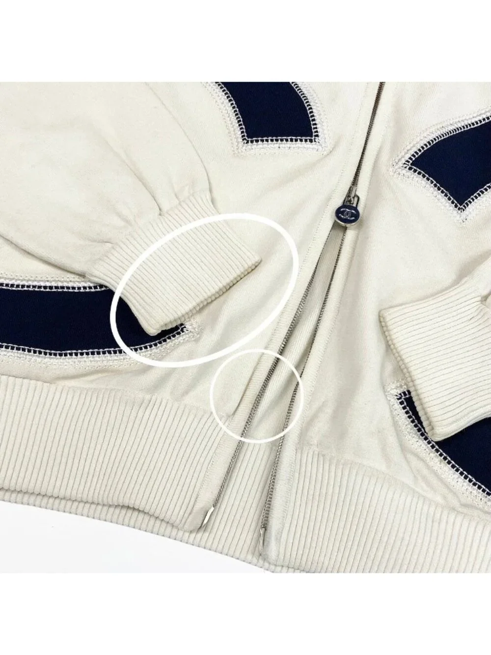 Chanel Ce1 CC Logo Double Zip Hoodie Big White